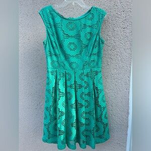 Green crochet A line dress